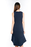 Fiona Dip Hem Colourblock Hem Midi in Navy