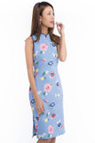 Renne Classic Cheongsam in Blue Abstract