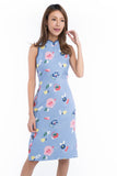 Renne Classic Cheongsam in Blue Abstract