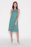 Nadia Crochet Dress in Teal