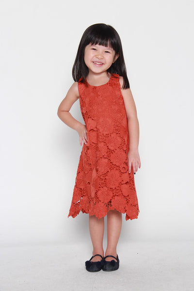 Mini Nadia Crochet Dress in Dark Rust