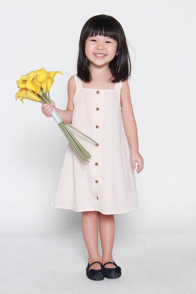 Mini Charlene Button Dress in Cream