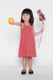 Mini Charlene Button Dress in Dark Salmon
