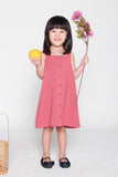Mini Charlene Button Dress in Dark Salmon