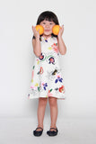 Mini Renne Classic Cheongsam in White Abstract