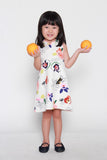 Mini Renne Classic Cheongsam in White Abstract