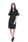 Taza Ruffle Sleeve Shift Dress in Black