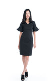 Taza Ruffle Sleeve Shift Dress in Black