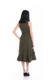 Jules Ruffles Skater Wrap Dress in Olive