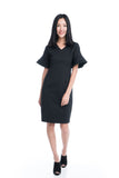 Taza Ruffle Sleeve Shift Dress in Black