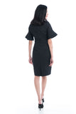 Taza Ruffle Sleeve Shift Dress in Black