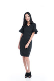 Taza Ruffle Sleeve Shift Dress in Black