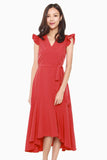 Madison Ruffled Cap Sleeves Dress in Dark Orange