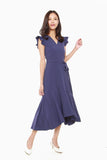 Madison Ruffled Cap Sleeves Dress in Blue