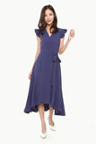 Madison Ruffled Cap Sleeves Dress in Blue