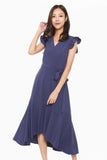 Madison Ruffled Cap Sleeves Dress in Blue
