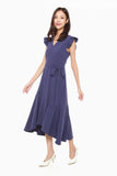 Madison Ruffled Cap Sleeves Dress in Blue