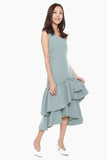 Joanne Sheath Dress with Ruffles Hem in Light Blue