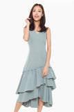 Joanne Sheath Dress with Ruffles Hem in Light Blue