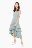 Joanne Sheath Dress with Ruffles Hem in Light Blue