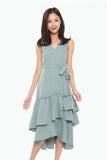 Joanne Sheath Dress with Ruffles Hem in Light Blue