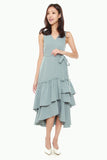 Joanne Sheath Dress with Ruffles Hem in Light Blue