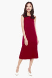 Jenn Shift Dress with Pleated Hem in Red