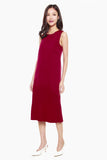 Jenn Shift Dress with Pleated Hem in Red