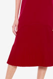 Jenn Shift Dress with Pleated Hem in Red