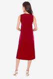 Jenn Shift Dress with Pleated Hem in Red