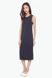 Jenn Shift Dress with Pleated Hem in Navy
