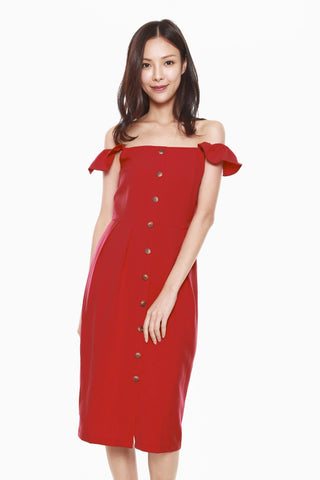 Ashley Off The Shoulder Button Down Dress