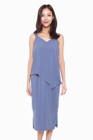 Angeline Ruffle Dress in Sky Blue