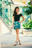 Mika Palm Leaf Print Skirt - Mint Ooak - Skirt - 1