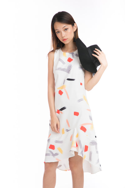 Mika Abstract Brush Print Midi