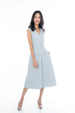 Button Pocket Midi in Powder Blue