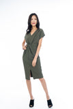 Sleeved Knoted Midi In Olive