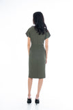 Sleeved Knoted Midi In Olive