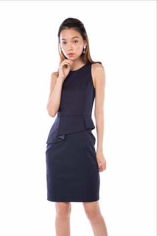 Abi Classic Peplum Midi in Navy