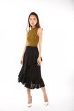 Julianna Cascade Ruffles Sway Skirt  in Black