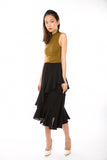 Julianna Cascade Ruffles Sway Skirt  in Black