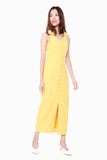 Juliana Button Down Maxi Dress in Sunshine Yellow