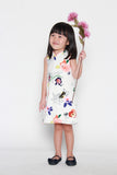 Mini Renne Classic Cheongsam in White Abstract