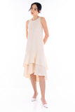 Gabby Layer Dip Hem Dress in Cream