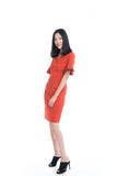 Taza Ruffle Sleeve Shift Dress in Orange