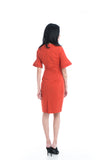 Taza Ruffle Sleeve Shift Dress in Orange