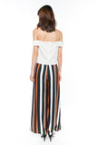 Joelin Stripes Printed Sash Palazzo Pants in Black