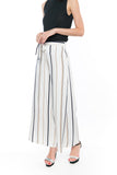Joelin Stripes Printed Sash Palazzo Pants in Cream