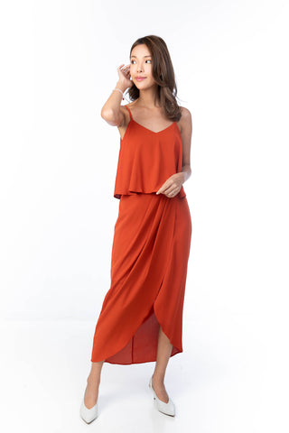 Amanda Crop Top Drape Maxi in Rust