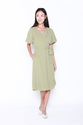 Charlene Wrap Dress in Olive